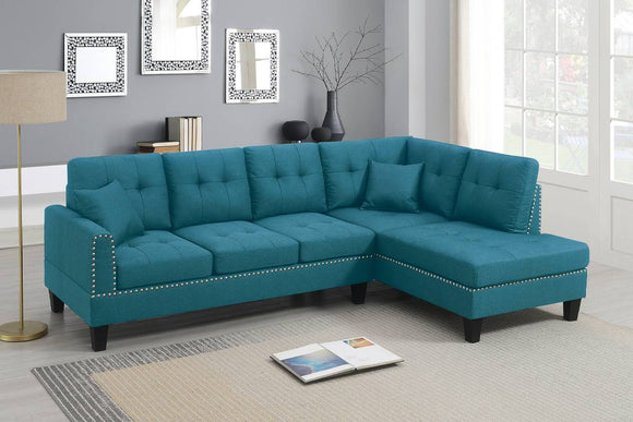 Azure Linen Sectional Sofa
