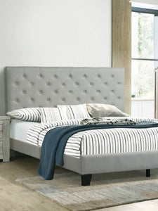 Light Grey Tufted Upholstered Platform Bed