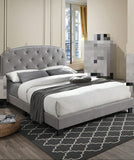 Light Grey Upholstered Platform Bed Frame