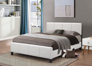White Faux Leather Platform Bed