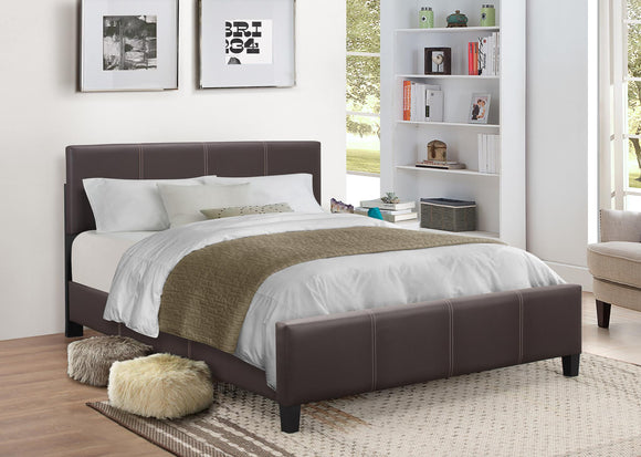 Brown Faux Leather Platform Bed