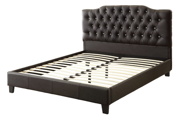 Black Faux Leather Upholstered Platform Bed