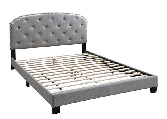 Light Grey Upholstered Platform Bed Frame