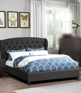 Charcoal Grey Linen Upholstered Platform Bed Frame